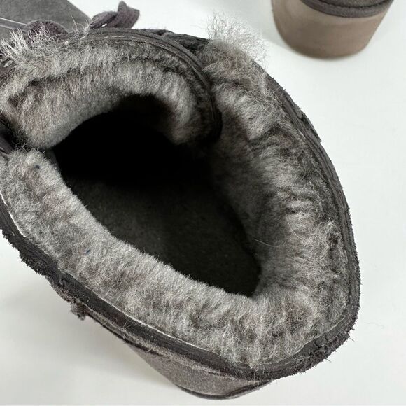 Ugg Koolaburra Boots Booties Sheepskin Suede Gray Tie Size 9 - Picture 6 of 7
